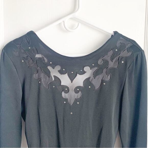 VTG Dave & Johnny 1980s Prom Dress Mesh Neckline Oversized Bow 9/10 JR HOCO Prom - Picture 4 of 15